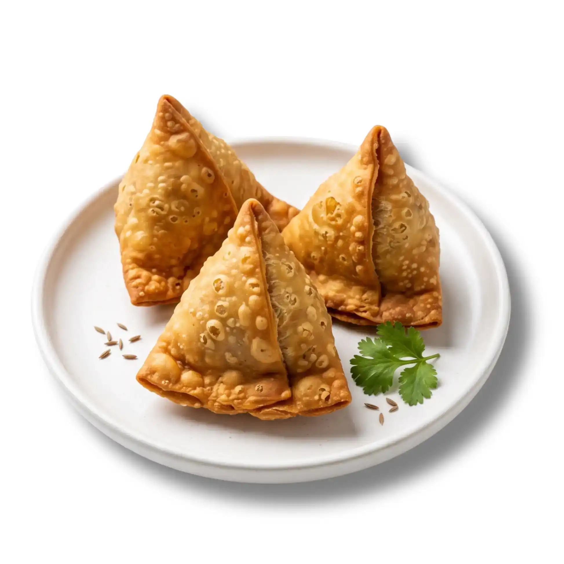 Veg Samosa - 3 Pieces — ( Crispy, golden pastries filled with a spiced mixture of potatoes at Athidi Indian, Saugus